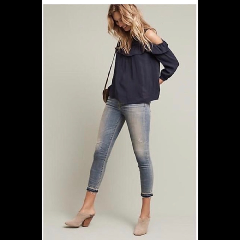 Anthropologie Maeve Bearly Cold Shoulder Us Blouse